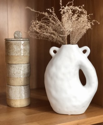 Wazon Pebble, kamionka, biały 20cm