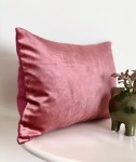 Poduszka różowa Basic PINK, len i aksamit, 30x50cm