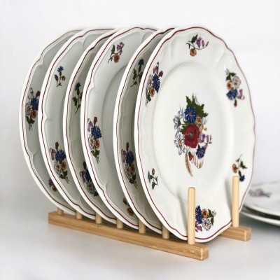 Zestaw 8 sztuk dużych talerzy obiadowych, model Agreste Sarreguemines, Francja