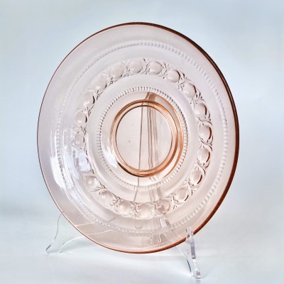 Patera talerz, różowe szkło