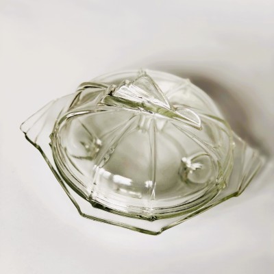 Pojemnik szklany, maselnica art deco