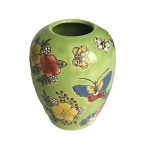 Wazonik ceramiczny zielony Shishi, ręcznie malowany