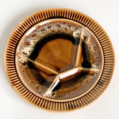 Talerz dzielony vintage z majoliki Sarreguemines Pottery Francja, lata 70 XX w.