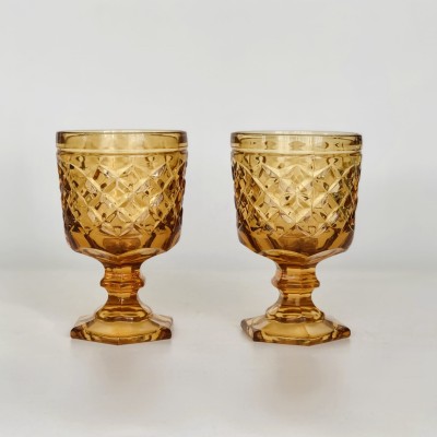 Kielichy szkło bursztynowe zestaw 2 sztuk Indiana Glass