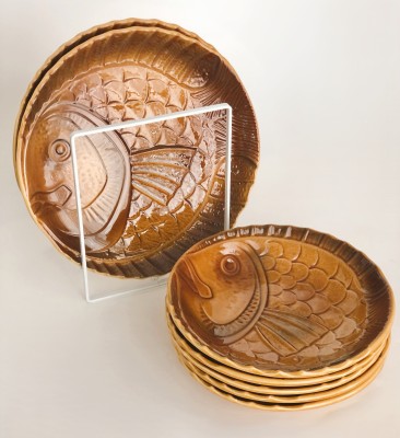 Zestaw ceramicznych talerzy z rybami Sarreguemines France
