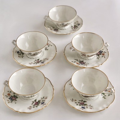 Porcelanowe filiżanki - zestaw 5 sztuk Limoges Francja