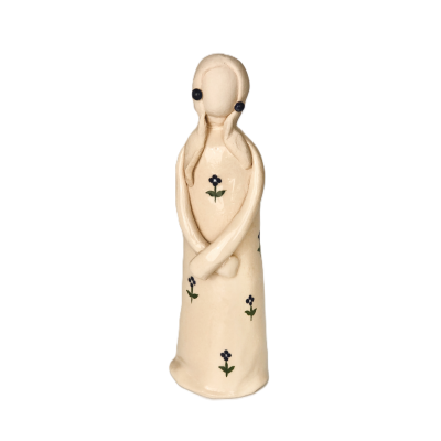 Figurka ceramiczna " Kobieta w sukni z kwiatami", ręcznie wykonana