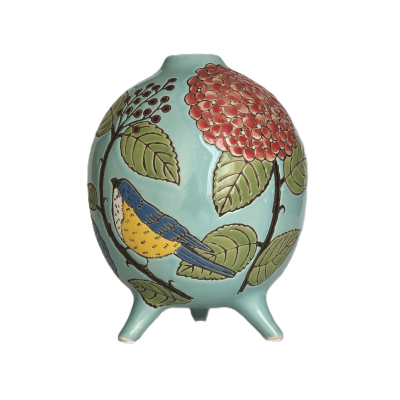 Wazon ceramiczny w stylu orientalnym Shishi na nóżkach 19 cm