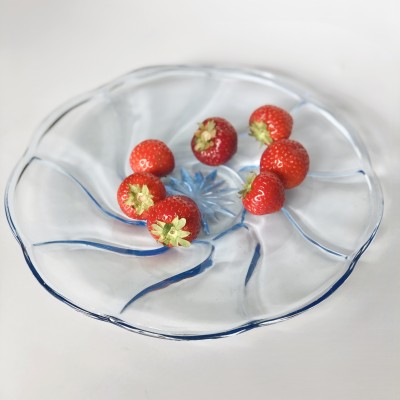 Patera talerz- szkło niebieskie stylistyka Art Deco, Huta Brockwitz Niemcy 