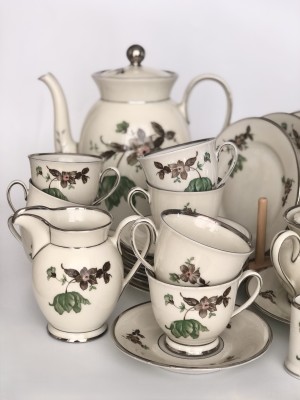 Zestaw porcelanowy do kawy 8 osób, Green Vallo Kjobenhavns Porcellains Maleri