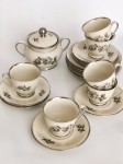 Zestaw porcelanowy do kawy 6 osób, Black Rose Vallo Kjobenhavns Porcellains Maleri.