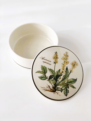 Puzderko, pojemnik, porcelana Villeroy & Boch seria Botanica - rzepik pospolity (Agrimonia eupatoria)